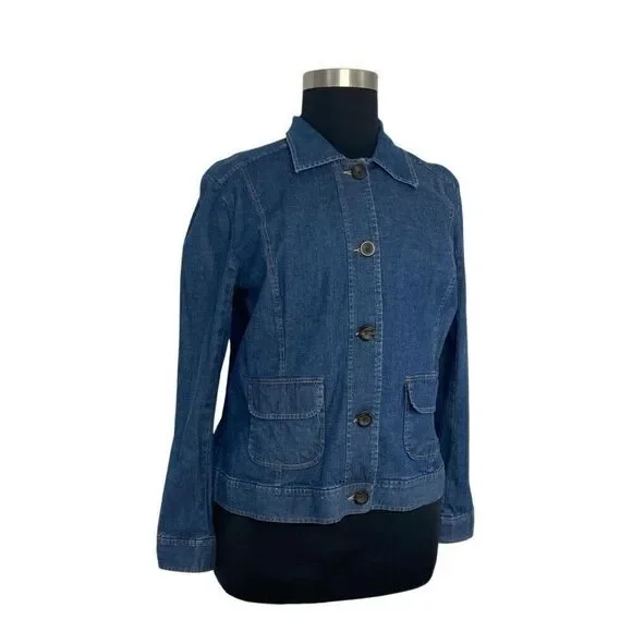 Cherokee XXL 1X Medium Wash Denim Button Down Top Y2K Big Shirt Pockets Western - Picture 7 of 10